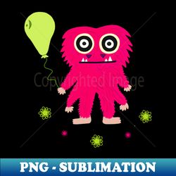 pink monster with balloon - sublimation-ready png file - create with confidence
