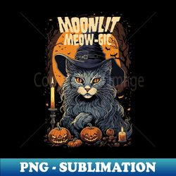 Witch Cat Halloween - Decorative Sublimation PNG File - Stunning Sublimation Graphics