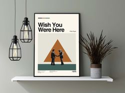 Pink Floyd Mid-Century Modern Poster, Wish You Were Here Album Poster, Rock Music Poster, Minimalist Retro Musical Wall