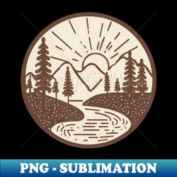 pine trees nature vintage landscape - instant png sublimation download - fashionable and fearless