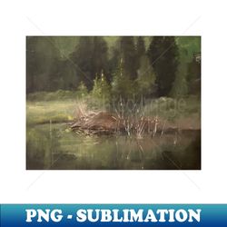 pond with green oil on canvas - png transparent sublimation file - unleash your inner rebellion