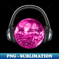 Pink Disco Ball with Headphones - Modern Sublimation PNG File - Instantly Transform Your Sublimation Projects