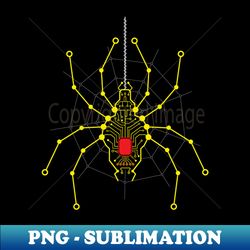 Yellow Cyber Spider Circuit Board Lines - PNG Sublimation Digital Download - Boost Your Success with this Inspirational PNG Download