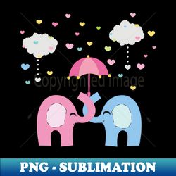 Elephant family with heart and cloud - Exclusive PNG Sublimation Download - Perfect for Sublimation Mastery