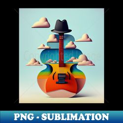 surrealistic guitar with a black hat - sublimation-ready png file - create with confidence