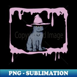 spooky cat with pink hat halloween - exclusive png sublimation download - unlock vibrant sublimation designs