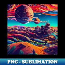 colorful painting space colonist planet landscape pattern - instant png sublimation download - instantly transform your sublimation projects