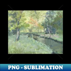 river trees oil on canvas - premium sublimation digital download - bring your designs to life