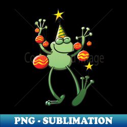 Smiling green frog decorating for Christmas - Creative Sublimation PNG Download - Boost Your Success with this Inspirational PNG Download