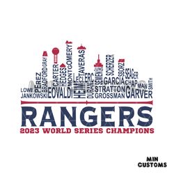 Texas Rangers World Series 2023 Baseball Team Players SVG