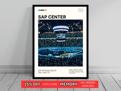 SAP Center San Jose Sharks Poster NHL Art NHL Arena Poster Oil Painting Modern Art Travel Art