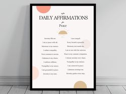 Affirmation Wall Art for Peace  Self Love Positive Affirmations  Words of Affirmation Poster  Daily Affirmations Print