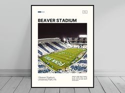 Beaver Stadium Print  Penn State Lions Poster  CFB Art  College Stadium Poster   Oil Painting  Modern Art   Travel Art