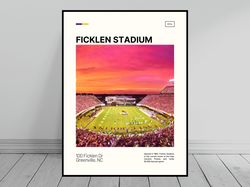 Ficklen Stadium Print  East Carolina Pirates Poster  NCAA Stadium Poster   Oil Painting  Modern Art   Travel Art Print