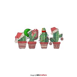 Retro Cactus Santa Xmas Lights PNG Download File