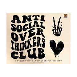 Anti Social Over Thinkers Club Svg Png, Anxiety Svg, Mental Health Svg Sublimation Cut File Cutting, Shirt
