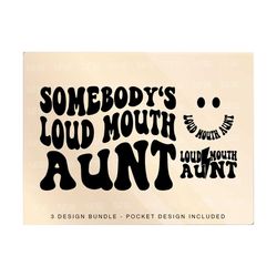 Somebody's Loud Mouth Aunt Png Svg, Loud Mouth Auntie Svg Png, Game Day Funny Lightning Bolt Sports Aunt Sublimation Cut File