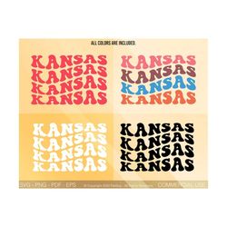 Kansas Svg, Love Kansas Svg, Kansas State Svg, Usa State Svg, Travel States Tourist Svg, America Family Vacation Svg, Wavy Stacked Svg Png