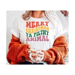 Merry Christmas Ya Filthy Animal Svg, Christmas Cut file, Merry Christmas svg, Holiday svg, Wavy Stacked style, For Cricut, Shirt etc.