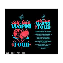 Self Love World Tour Svg Png, Self Love Club Svg, Positive Aesthetic Svg, Women Svg, Groovy Travel Svg Png Pdf, 2 Design Bundle Positive Svg