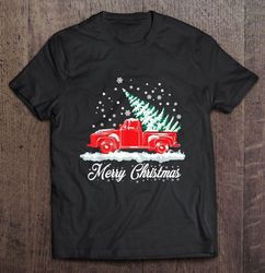 Merry Christmas Red Car With Christmas Tree Black Shirt