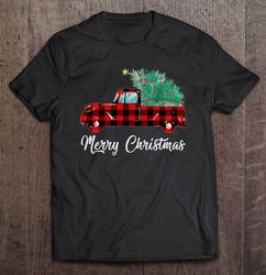 Merry Christmas Red Plaid Truck Christmas Tree2 Gift Top