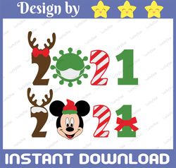 Mickey and Minnie Christmas 2021 Quarantine SVG files – kids svg  svg cut file for cricut & eps, png, pdf clipart. Vecto