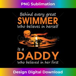 Behind every great SWIMMER who believes in herself is D - Eco-Friendly Sublimation PNG Download - Spark Your Artistic Genius