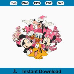 Pink Disney Christmas Tree Mickey and Friends PNG Download