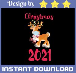 Christmas 2022, Funny Reindeer PNG Wears Facial Mask, Christmas Gift Sublimated PNG Files Digital Download