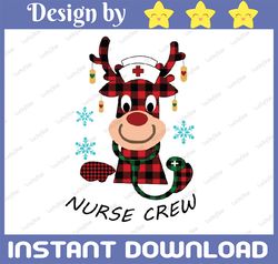Christmas Nurse Crew PNG, Reindeer Nurse, Christmas Gift For Nurse, Buffalo Plaid Deer, Merry Christmas, INSTANT DOWNLOA