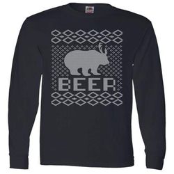 Beer Deer Hunting Ugly Christmas Long Sleeve Shirt