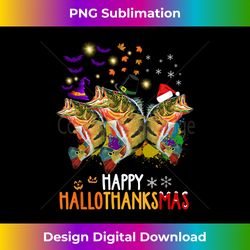 Fish Halloween And Merry Christmas Happy Hallothanksmas Long Slee - Sophisticated PNG Sublimation File - Channel Your Creative Rebel