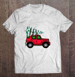Red Jeep With Pine Tree Christmas TShirt