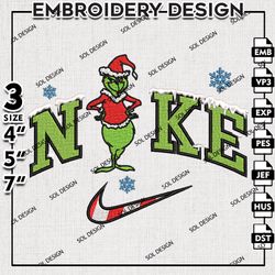 Nike Grinch Embroidery Files, Christmas Grinch Embroidery Design, Cindy Lou Who, Christmas Machine Embroidery Design