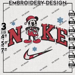 Nike Mickey Embroidery Files, Christmas Mickey Embroidery Design, Cartoon, Christmas Machine Embroidery Design
