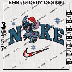 Nike Stitch Embroidery Files, Christmas Stitch Embroidery Design, Stitch, Christmas Machine Embroidery Design
