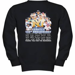 New York Yankees 120Th Anniversary 1901 2021 Thank You For The Memories Signatures Youth Sweatshirt
