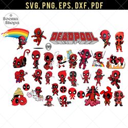 The Superhero Dead Chibi SVG, Death Pool Layered Cut SVG, Cartoon Bundle SVG, Compatible with Cricut and Cutting Machine