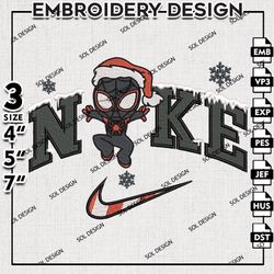 Nike Miles Morales Embroidery Files, Christmas Spiderman Embroidery Design, Miles Morales, Machine Embroidery Design