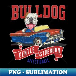 Cute and funny bulldog in a retro vintage car using red white and blue flags - Premium Sublimation Digital Download - Stunning Sublimation Graphics