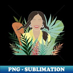 Laughing girl and big multicolored leaves - Exclusive PNG Sublimation Download - Defying the Norms