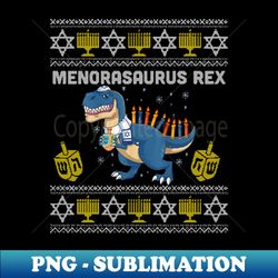 Menorasaurus Rex Shirt T Rex Dinosaur Hanukkah Ugly Chanukah Long Slee - Signature Sublimation PNG File - Perfect for Creative Projects