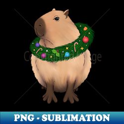 Christmas Capybara with a decorated wreath - Special Edition Sublimation PNG File - Instantly Transform Your Sublimation Projects