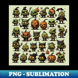 Halloween Pumpkin Grid A Spooky and Fun Digital Art by Threaded Avenue - Vintage Sublimation PNG Download - Unlock Vibrant Sublimation Designs