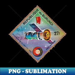 RUSSIA USA Space Themed Vintage Postal Stamp - Elegant Sublimation PNG Download - Capture Imagination with Every Detail