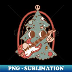 Groovy Christmas Tree With Guitar - PNG Transparent Sublimation File - Vibrant and Eye-Catching Typography