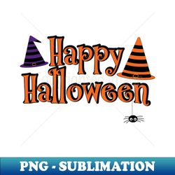 Happy Halloween Spider With Witch Hats - PNG Transparent Sublimation Design - Perfect for Personalization