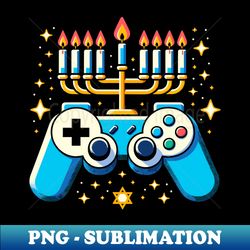 jewish video game gamer hanukkah chanukah menorah candles long sl - special edition sublimation png file - transform your sublimation creations