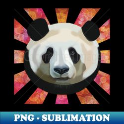 striking panda bear on red pink bubble patterned sun rays - high-resolution png sublimation file - enhance your apparel with stunning detail